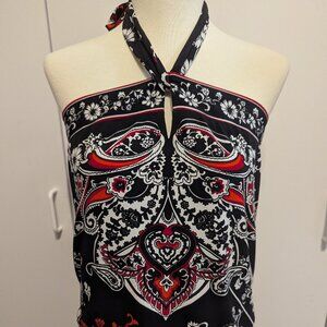 White House Black Market maxi red and black halter dress
